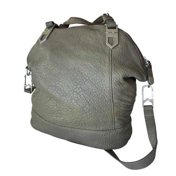 Allibelle Taupe Italian Leather Large Handbag Purse Crossbody Adjustable EUC - Picture 2 of 11